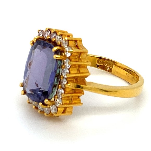 Certified Tanzanite 5.85ct Diamonds 22K Gold Ring - Picture 6 of 8